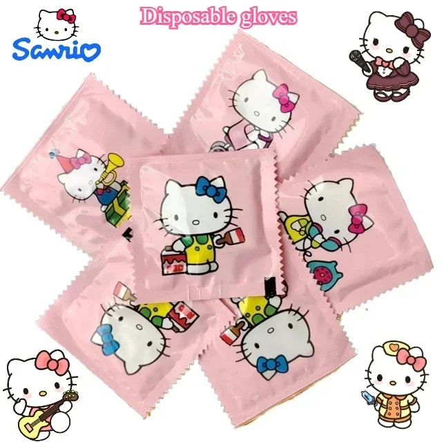 Disposable Gloves Nitrile - 100pcs Sanrio Hello Kitty Kawaii Thickened