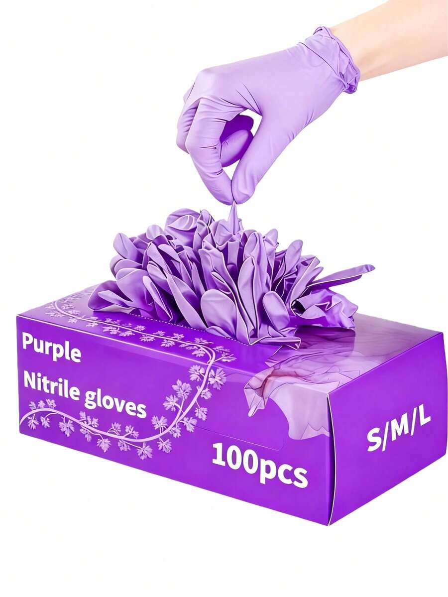 Disposable Gloves Nitrile - 100/50/4pcs Disposable Purple Nitrile Gloves, Powder-Free,