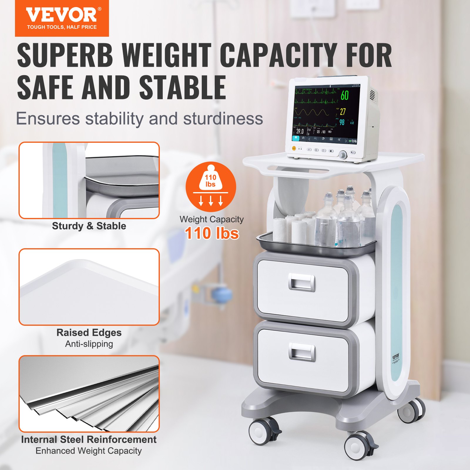 Medical Labs - 3 Tiers Lab Carts Mobile Medical