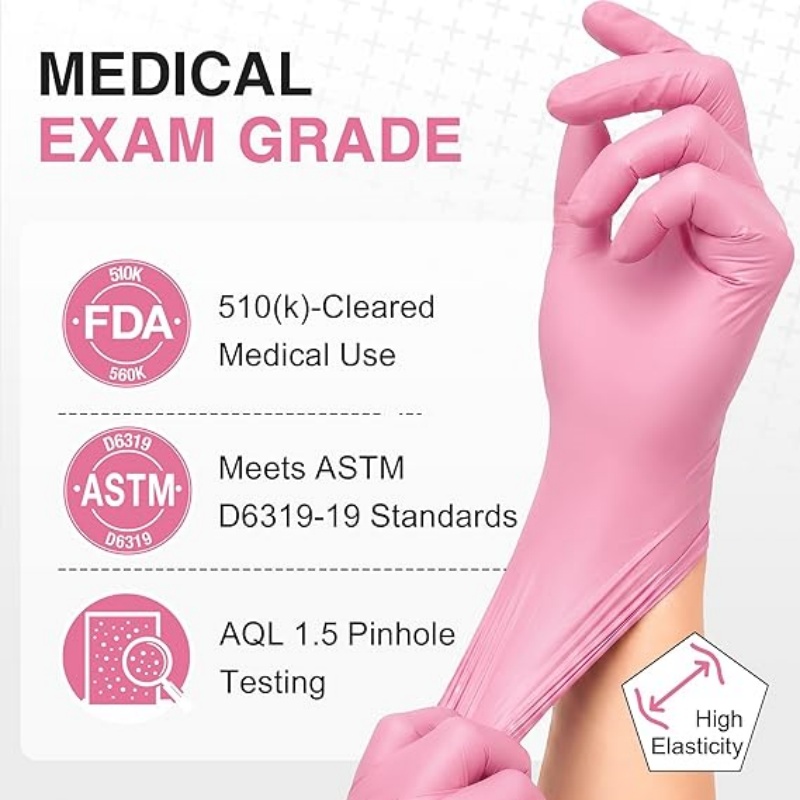 Pink Nitrile Disposable Gloves - مراجعة Disposable Gloves Nitrile وسعره