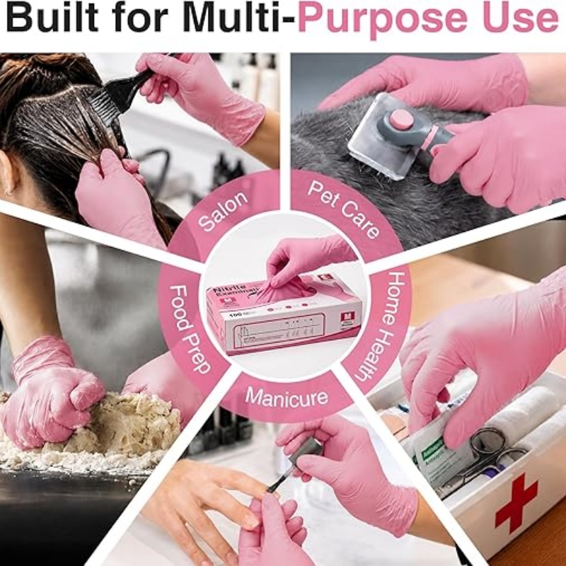 Pink Nitrile Disposable Gloves - مراجعة Disposable Gloves Nitrile وسعره