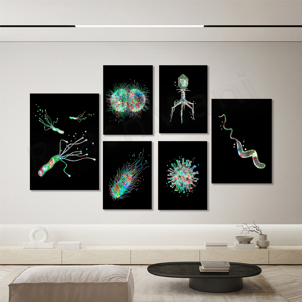 Microorganism Art Bacteria Art - مراجعة Medical Lab Posters وسعره