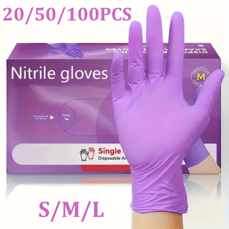50/100PCS Violet Nitrile Glove - مراجعة Disposable Gloves Nitrile وسعره
