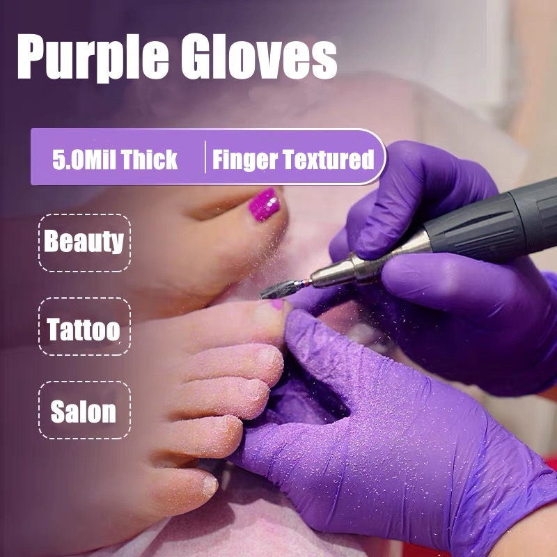 50/100PCS Violet Nitrile Glove - مراجعة Disposable Gloves Nitrile وسعره