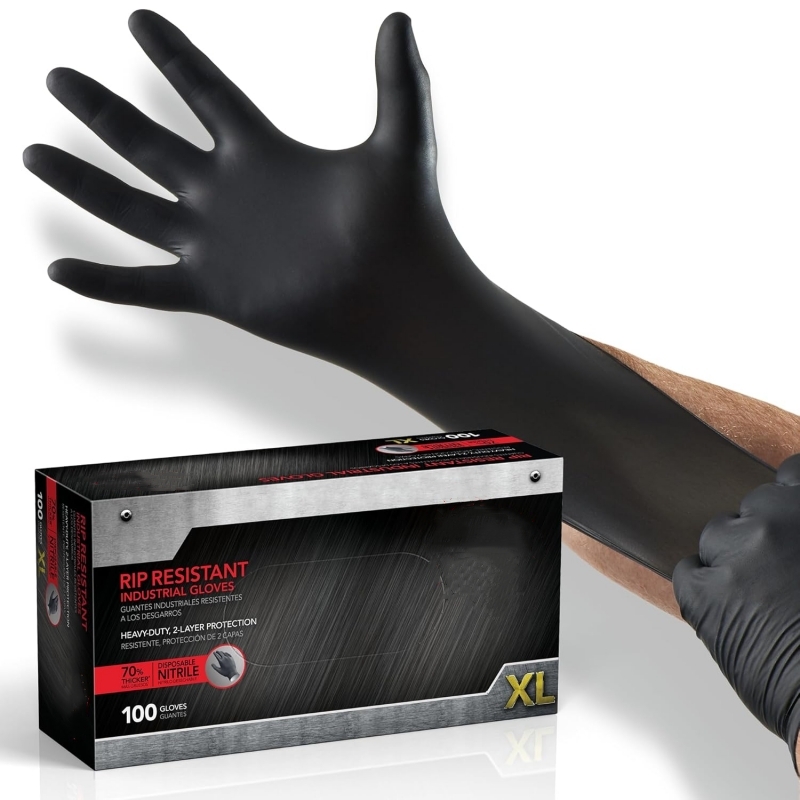 100PCS Black Nitrile Gloves Di - مراجعة Disposable Gloves Nitrile وسعره