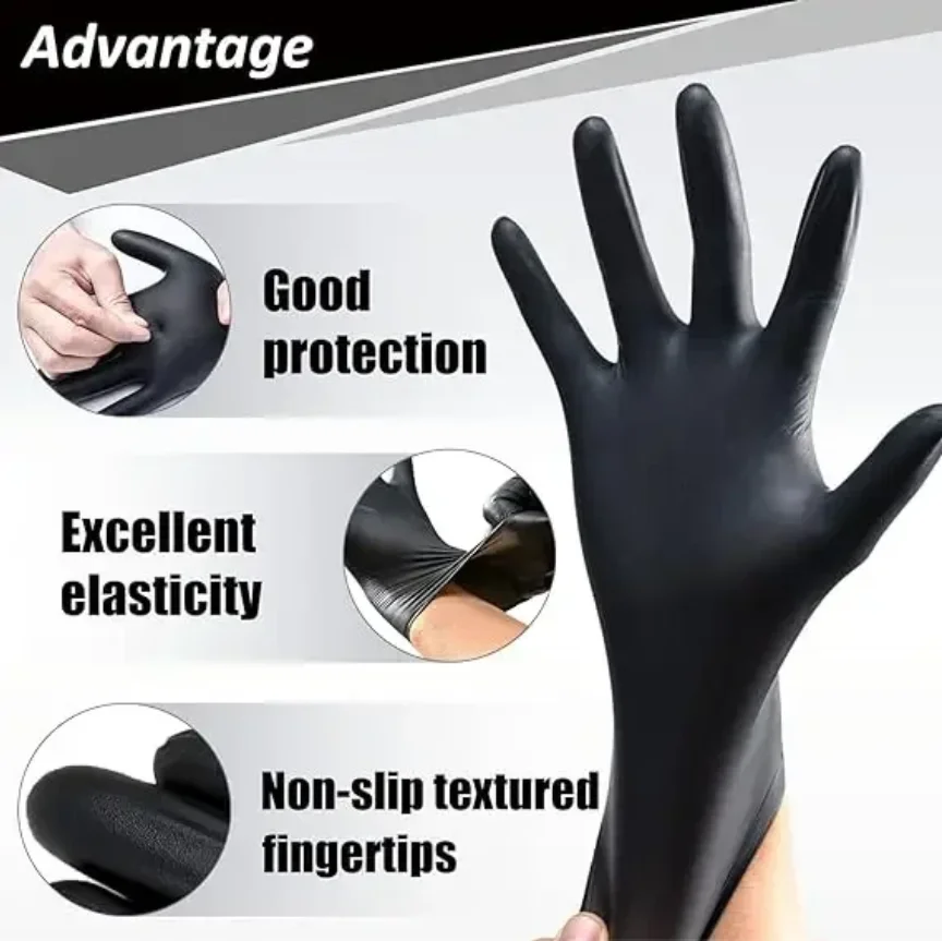 10/100Pcs Black Nitrile Gloves - مراجعة Disposable Gloves Nitrile وسعره
